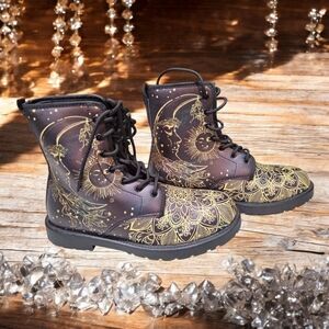 Combat Boots Stars and Moon Mystical Galaxy Boots